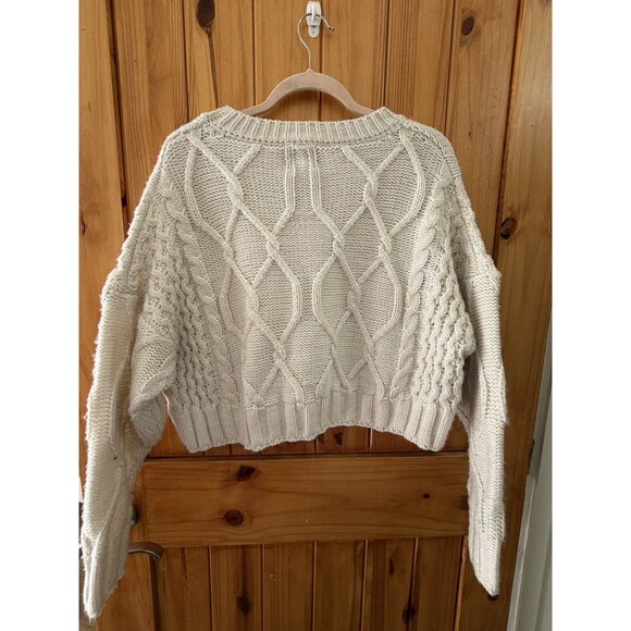 Princess Polly Oversized Ivory Cable Knit Cropped Oversized Sweater Size 8 S/M - Picture 2 of 7